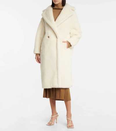 Shop Max Mara Tedgirl Alpaca-blend Coat In Bianco