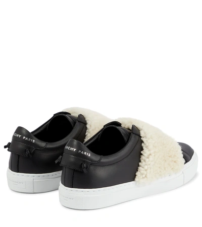 Givenchy Urban Street Leather And Embellished Shearling Slip-on Sneakers In  Black | ModeSens
