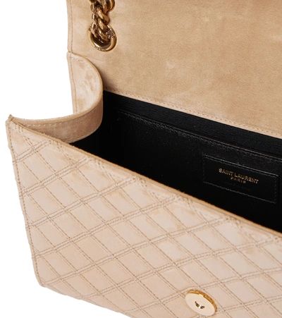 Shop Saint Laurent Envelope Medium Suede Shoulder Bag In Beige Cipria