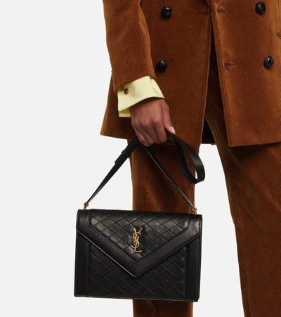 Shop Saint Laurent Gaby Small Leather Shoulder Bag In Nero