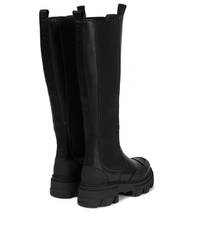 Shop Ganni Leather Knee-high Boots In Black