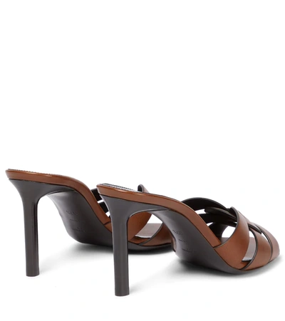 Saint Laurent Tribute Woven Calfskin Stiletto Sandals In New Papaya