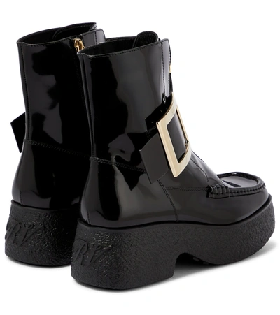 Shop Roger Vivier Viv' Clog Patent Leather Ankle Boots In Nero