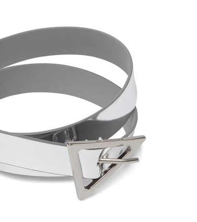 Shop Bottega Veneta Leather Belt In Silver/concrete-sil