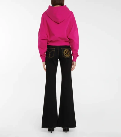 Shop Versace Medusa Smiley Jersey Hoodie In Fuxia+multicolor