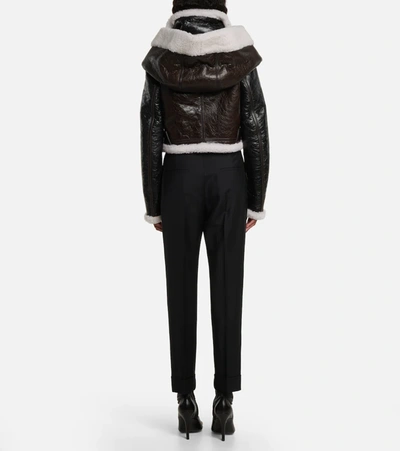 Shop Givenchy Layered Leather And Shearling Jacket In Black/beige