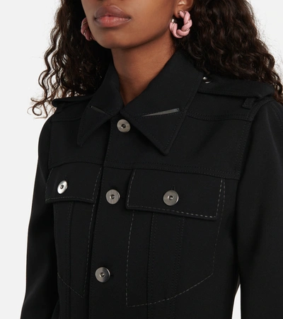 Shop Bottega Veneta Wool-blend Shirt Dress In Black