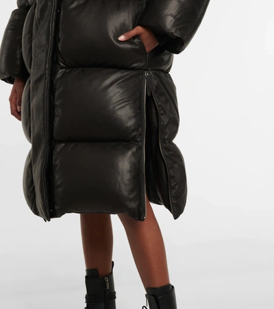 Shop Khaite Leo Leather Down Coat In Black