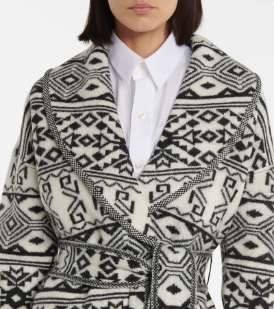 Shop Veronica Beard Carrington Jacquard Wool Cardigan In Black Multi