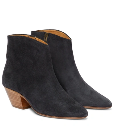 Shop Isabel Marant Dacken Suede Ankle Boots In Faded Black