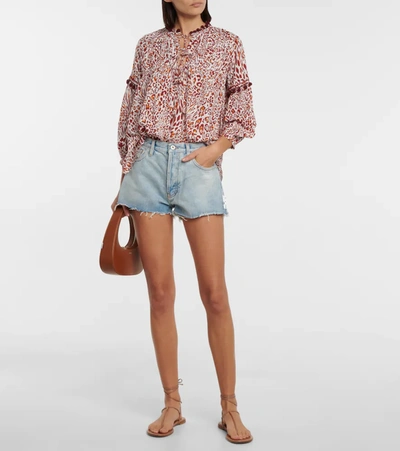 Poupette St Barth Clara Leopard-print Blouse In Red Eze