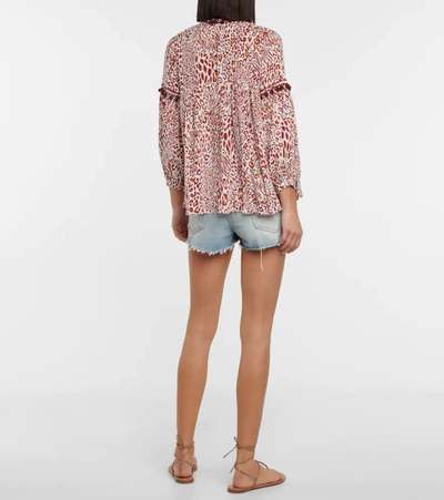 Poupette St Barth Clara Leopard-print Blouse In Red Eze