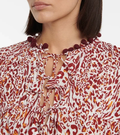 Poupette St Barth Clara Leopard-print Blouse In Red Eze