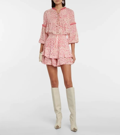 Poupette St Barth Clara Floral Blouse In Pink Bouquet
