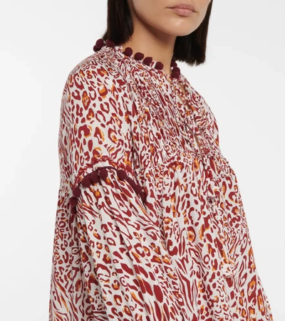 Poupette St Barth Clara Leopard-print Blouse In Red Eze