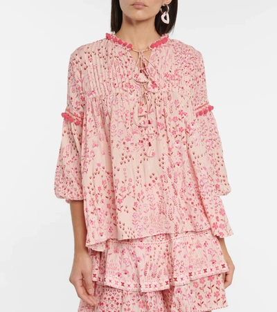 Poupette St Barth Clara Floral Blouse In Pink Bouquet