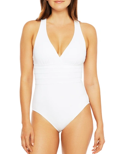 Shop La Blanca Island Goddess Strappy-back One-piece Swimsuit In White