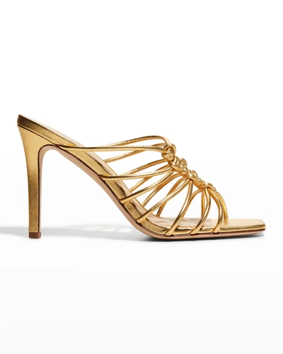 Shop Veronica Beard Avita Metallic Cage Slide Sandals In Gold