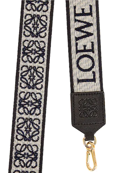 Shop Loewe Anagram Jacquard Strap In Navy & Black