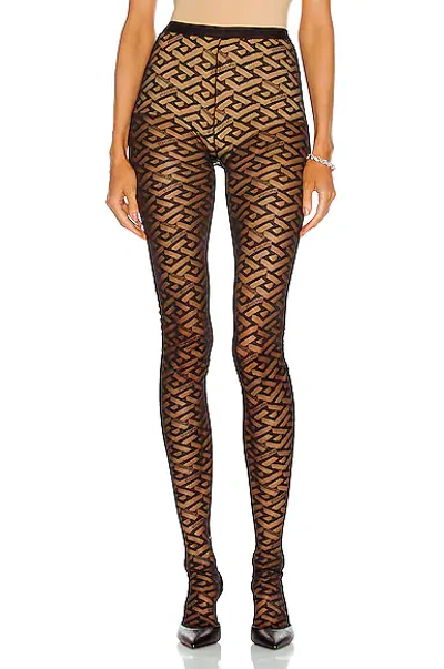 Shop Versace Monogram Tights In Nero