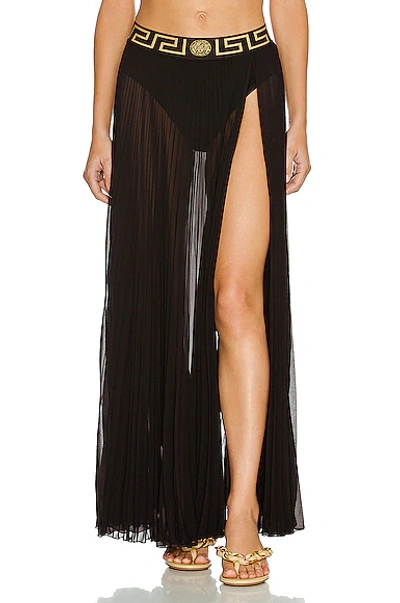 Shop Versace Plisse Skirt In Nero