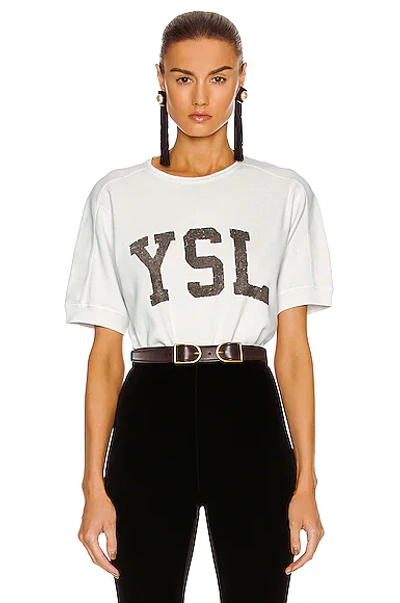 Shop Saint Laurent Ysl T-shirt In Dirty Ecru & Noir