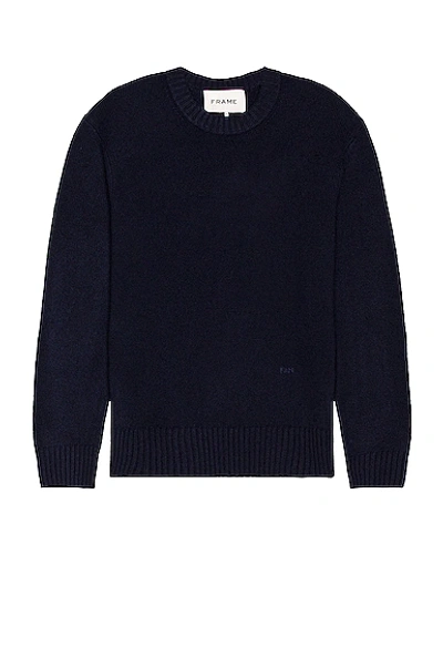 Shop Frame The Crew Neck Cashmere Sweater In Navy