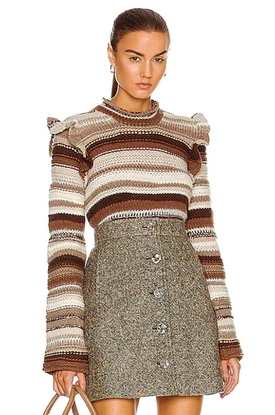 Shop Chloé Irregular Stripe Cashmere Knit Sweater In Multicolor Grey