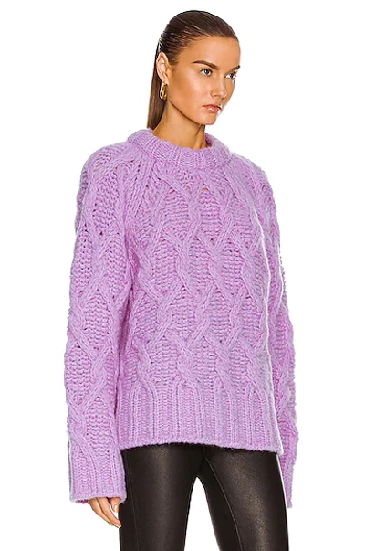 Shop Acne Studios Kambrea Cable Sweater In Lilac Purple