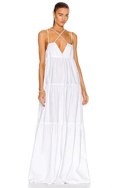 Shop Matthew Bruch For Fwrd Cross Strap Maxi Dress In White Poplin
