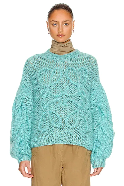 Shop Loewe Mohair Sweater In Turquoise