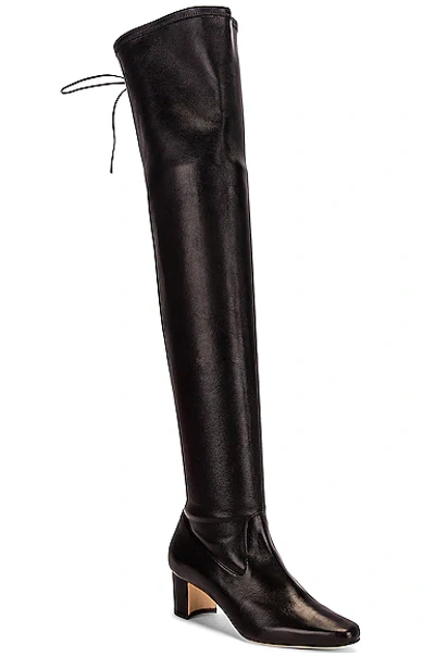Manolo Blahnik Giovannanu Leather Over-the-knee Lace Boots In Black