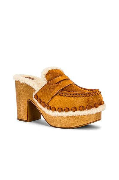 Chloé Joy Suede Block-heel Clogs In Caramello