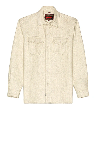 Shop Schott Cpo Wool Shirt In Oatmeal