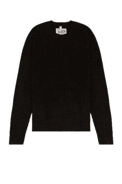 Shop Schott Ribbed Wool Crewneck Sweater In Black