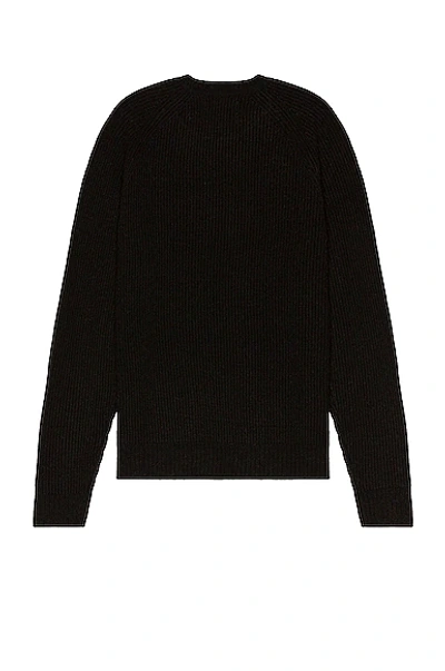 Schott Ribbed Wool Crewneck Sweater In Black
