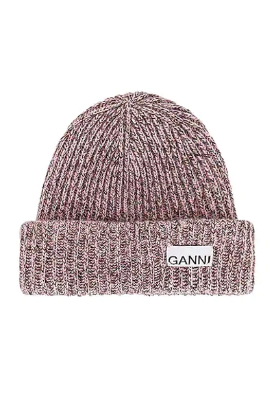 Shop Ganni Rib Knit Beanie In Multicolour