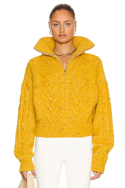 Shop Ganni Cable Knit Sweater In Spectra Yellow