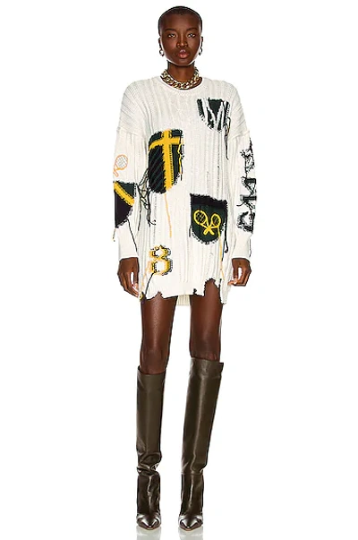 Shop Monse Inside Out Crest Sweater Dress In Dark Ivory Multi