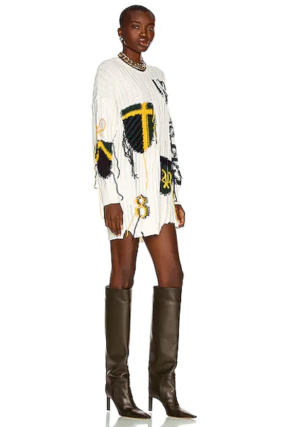 Shop Monse Inside Out Crest Sweater Dress In Dark Ivory Multi