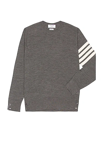 Thom Browne Sustainable Merino Classic Crew Sweater In Medium Grey