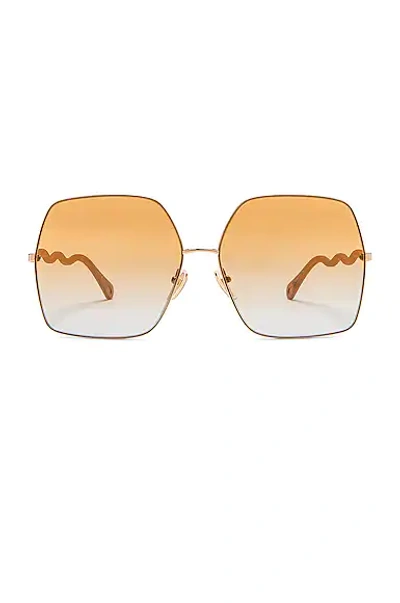 Shop Chloé Noore Retro Oversize Sunglasses In Shiny Classic Gold