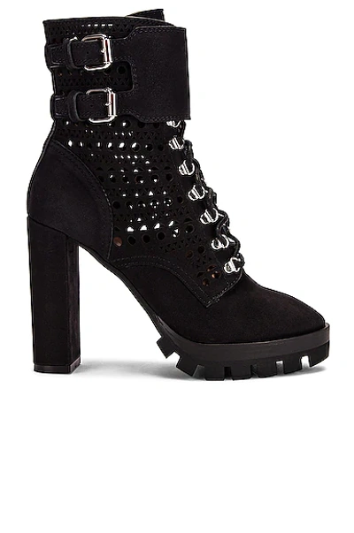 Shop Alaïa Perforated Military Boots In Noir