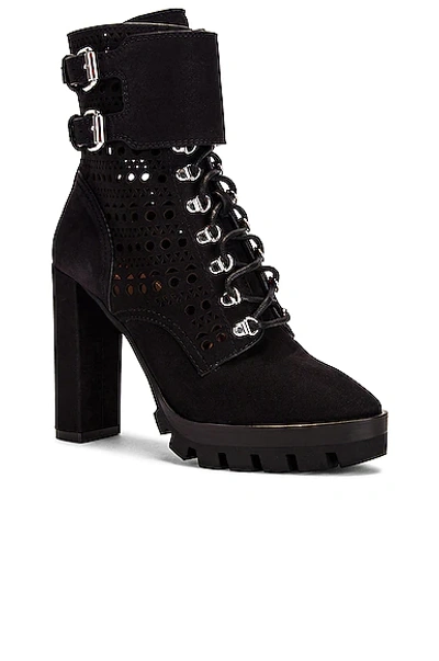 Shop Alaïa Perforated Military Boots In Noir