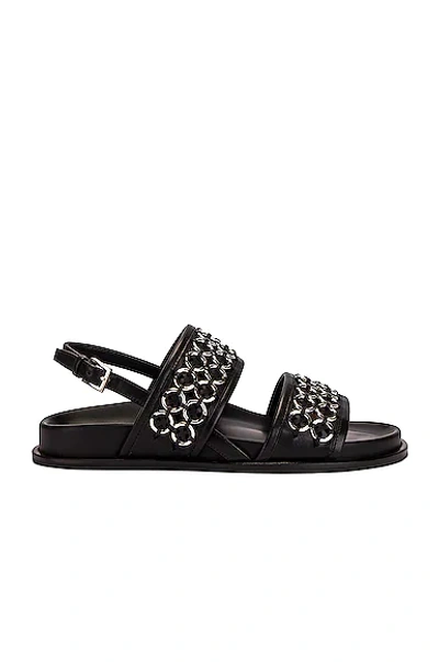 Alaïa Bicolor Chain Sporty Slingback Sandals In Noir