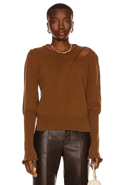 Shop Aisling Camps Recycled Cashmere Draped Crewneck Sweater In Chocolate
