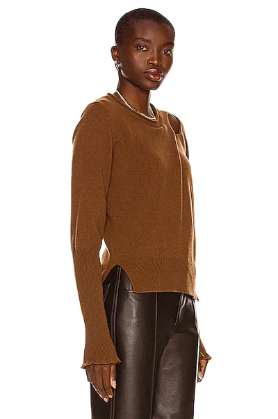 Shop Aisling Camps Recycled Cashmere Draped Crewneck Sweater In Chocolate