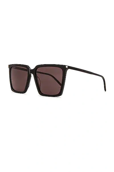 Saint Laurent Square Oversize Sunglasses In Shiny Black