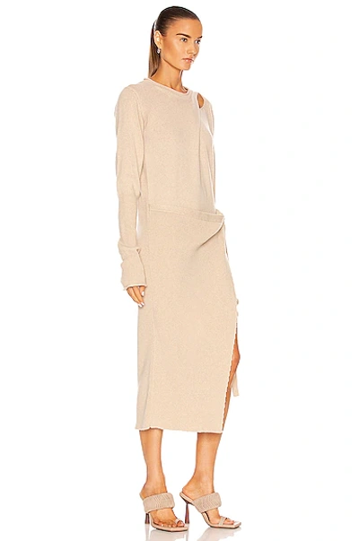 Shop Aisling Camps Recycled Cashmere Draped Crewneck Tie Dress In Beige