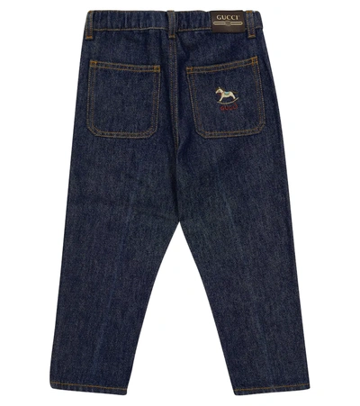 Shop Gucci Baby Straight-leg Jeans In Dark Blue/mix